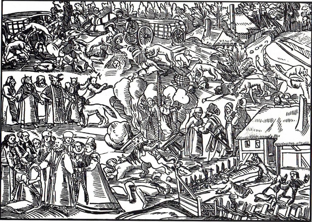 Woodcut showing "The She Wolves of Jülich", 1591