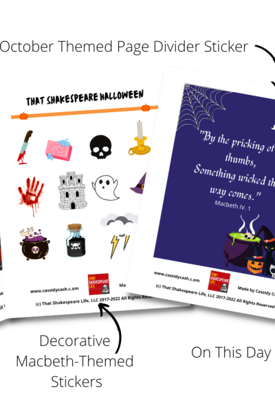 October Macbeth Themed On This Day Printable Sticker Pack